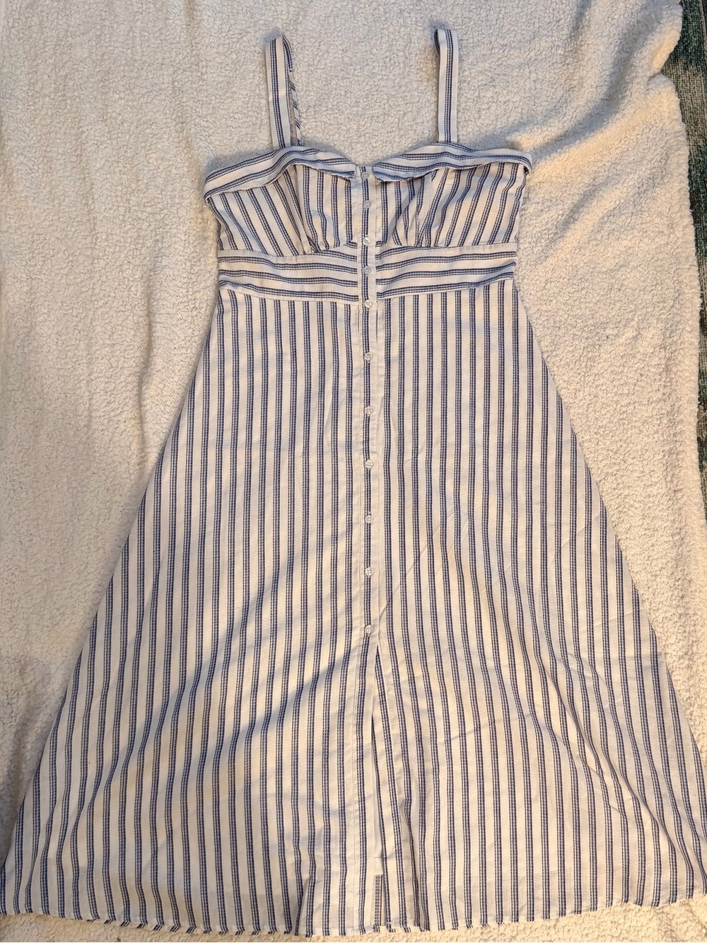 Francesca's White & Blue Women's Lined Dress - Midi Length